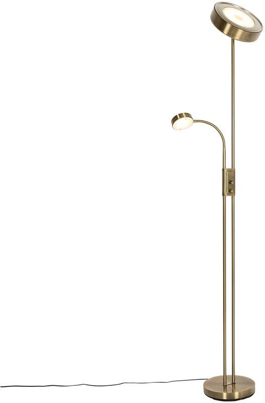 Bronzene Stehleuchte inkl. led und Dimmer mit Leselampe - Kelso