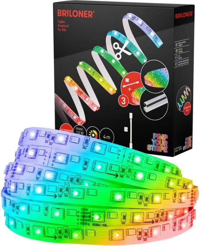 Briloner - Pimp Your Stripe Erweiterungsset led Strip 4m, rgb+w, Farbprogramme