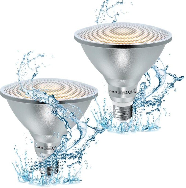 E27 PAR38 LED-Glühbirne, warmweiß, 18 W, entspricht 120 W Glühlampe, Halogen, 2er-Pack. 2000 Lumen, 3000 K, nicht dimmba...