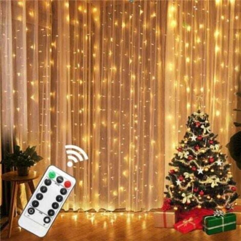 Lichtervorhang, 3 m, 3 m lange Lichterkette, 300 LEDs, USB-Lichtervorhang, für den Innenbereich, 8 Modi, Fernbedienung, ...