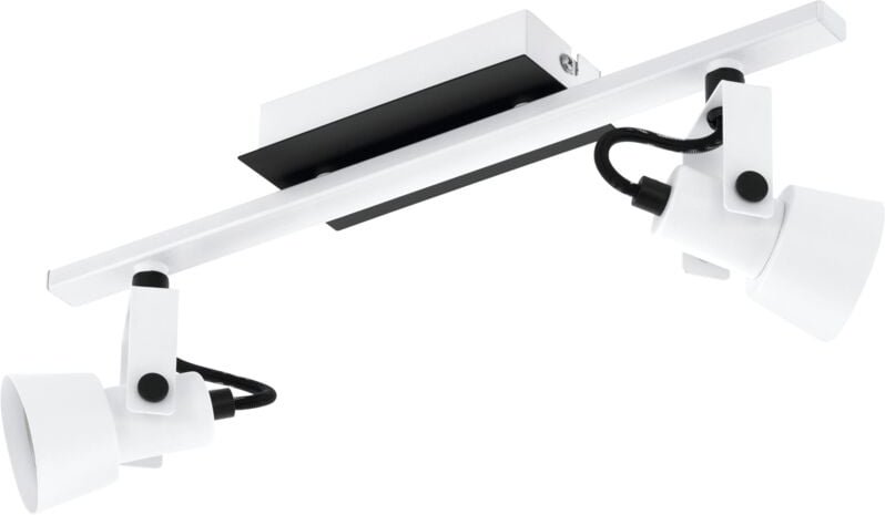 Deckenlampe Trillo, Deckenleuchte mit 2 schwenkbaren Spots, Deckenbeleuchtung für Büro und Wohnzimmer, Metall in Weiß un...