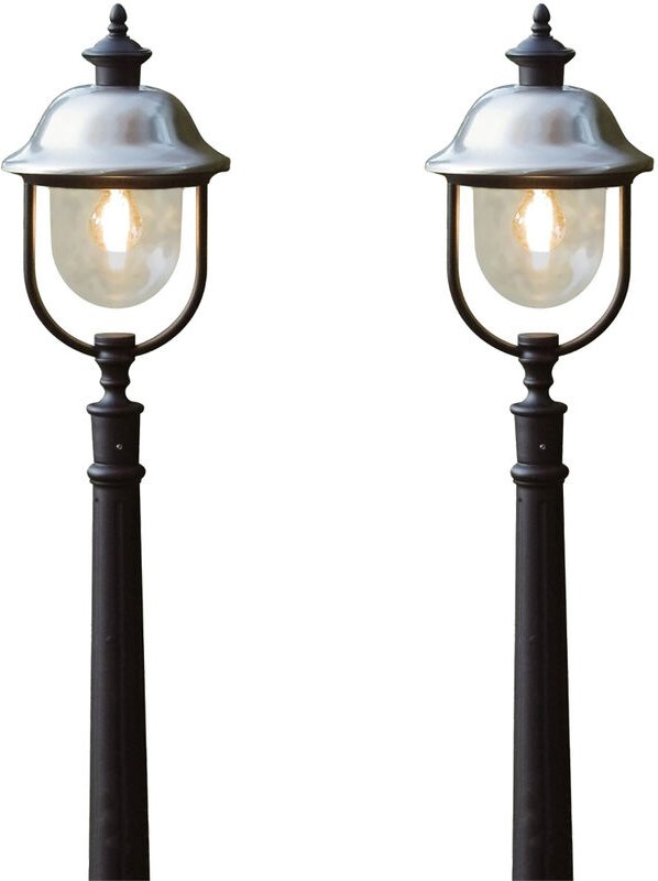 2er-Set schwarze Wegeleuchten parma, Edelstahl Lampendach, E27, IP43
