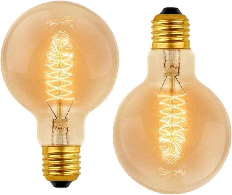 Vintage-Globe-Glühbirne G80 E27, dimmbar, 60 W, warmweiß (2700 K), 600 lm, Retro-Glühbirne mit E27-Fassung, spiralförmig...