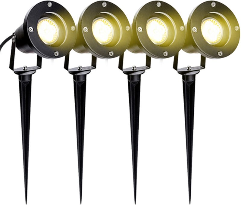 Randaco 4X LED Gartenstrahler mit Erdspieß Gartenleuchte Gartenbeleuchtung Wasserdicht IP65 6W Warmweiß