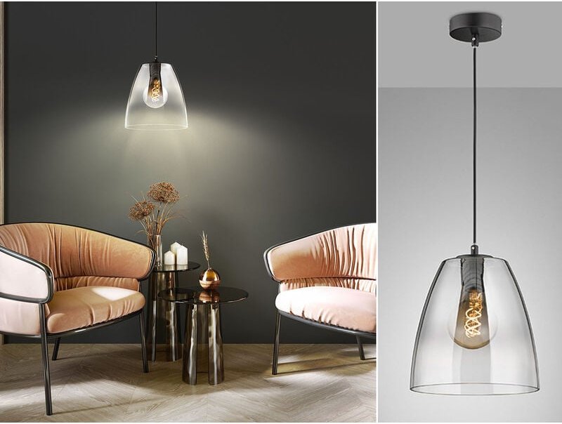 Led Pendelleuchte einflammig dimmbar Schwarz Rauchglas, ø 25cm