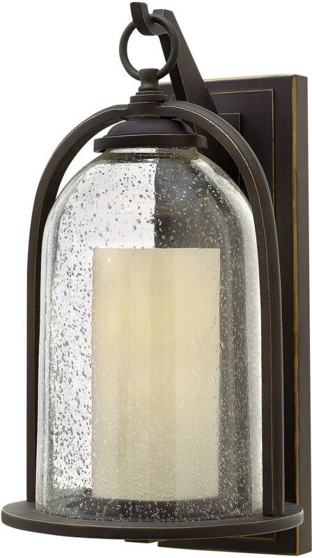 Quincy - 1 leichte mittlere Wandlaterne für den Außenbereich, leichtes Öl, eingerieben, Bronze IP44, E27 - Elstead