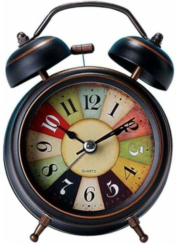 Leiser analoger Wecker, tickt nicht, fürs Schlafzimmer, Vintage-Design, batteriebetrieben, Quarz-Doppelglocke