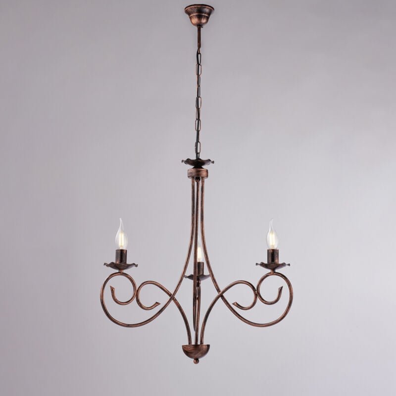 Bonetti Illumina - Hängeleuchter aus Eisen Schwarz deco Kupfer drei Lichter 50x h60 cm