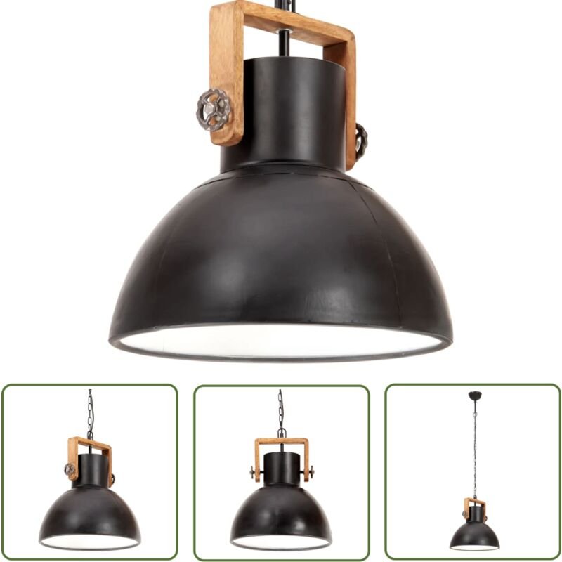 The Living Store Hängelampe Industriestil 25 W Schwarz Rund 40 cm E27 - Hängeleuchte - Industrielampen - Dekorative Bele...