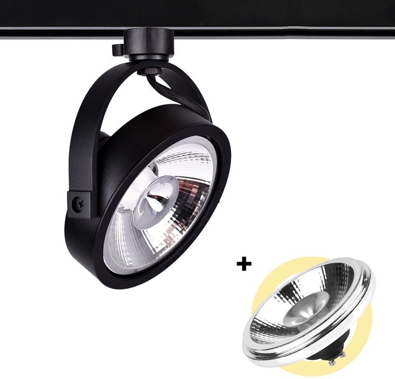 Pack LED-Schienenstrahler 3 Phasen + LED-Glühbirne AR111 GU10