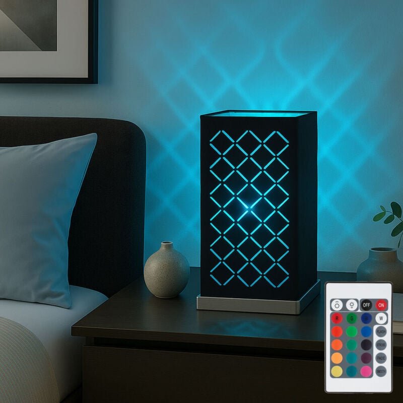 Tisch Leuchte dimmbar Wohn Zimmer Fernbedienung Lampe schwarz gold im Set inkl. RGB LED Leuchtmittel