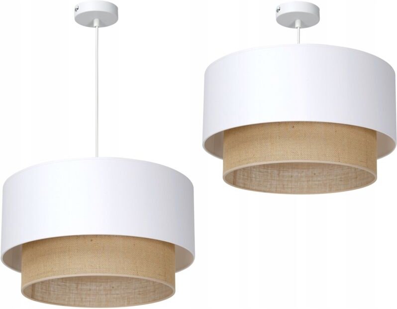 Hängelampe mit doppeltem Jute-Lampenschirm, 45 cm