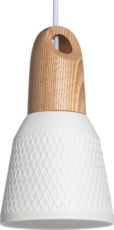 Pendelleuchte Keramik und Holz Retilles Weiß