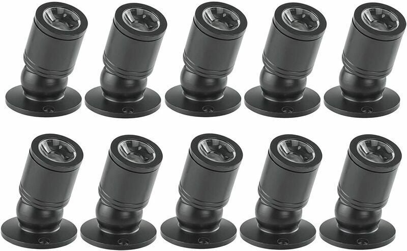1W Mini-LED-Einbaustrahler mit Treiber 100-265V AC für Zuhause/Schmuckschrank/Wohnzimmer, 10 Stück (Schwarz, Warmweiß)