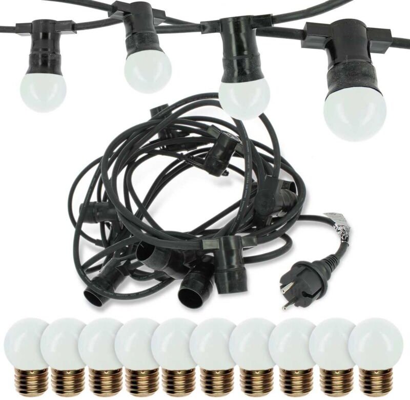 Thumbnail - Professionelle Guinguette-Girlande 10 LED-Lampen E27 1W Warmweiß 10 Meter anschließbar