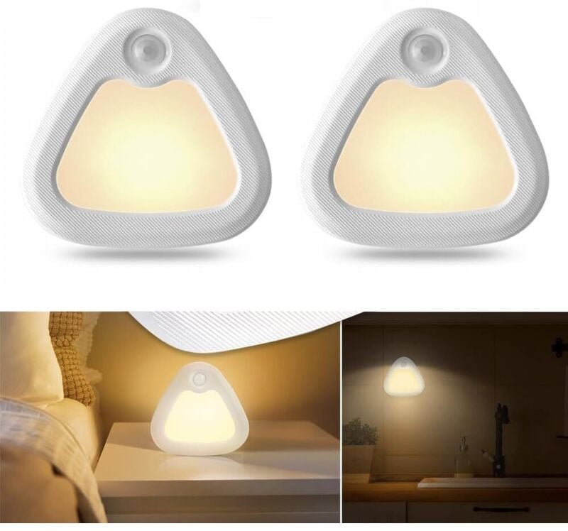 Bewegungsmelder-Innenleuchte, 60 lm, LED, batteriebetrieben, zur Montage in Fluren, Treppenhäusern, Eingängen (3er-Pack)