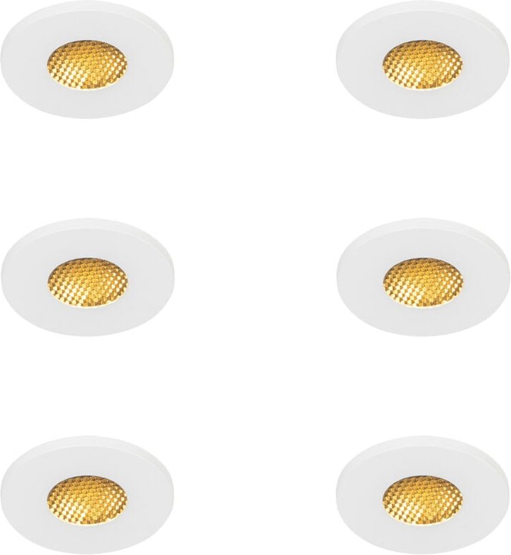 Set mit 6 modernen Badezimmer-Einbaustrahlern Weiß IP54 - Shed Honey