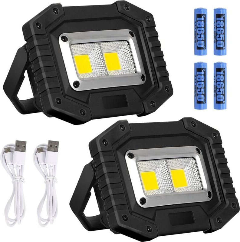 Thumbnail - Wiederaufladbares LED-Flutlicht, 30 w, 2000 lm, Sicherheitslampe, 3 Camping-Modi, cob, wasserdicht, batteriebetrieben, A...