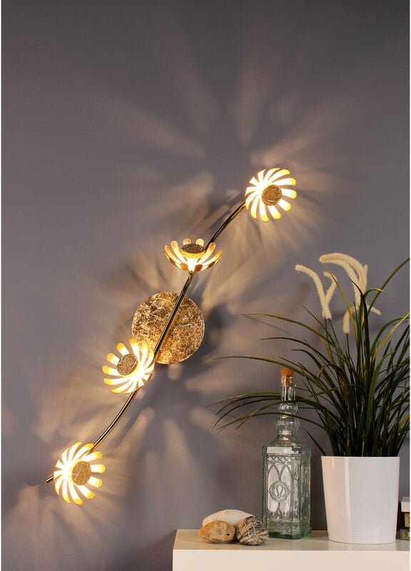 Led Deckenstrahler bloom 4-flammig, Metall in Blattgold, Breite 70cm