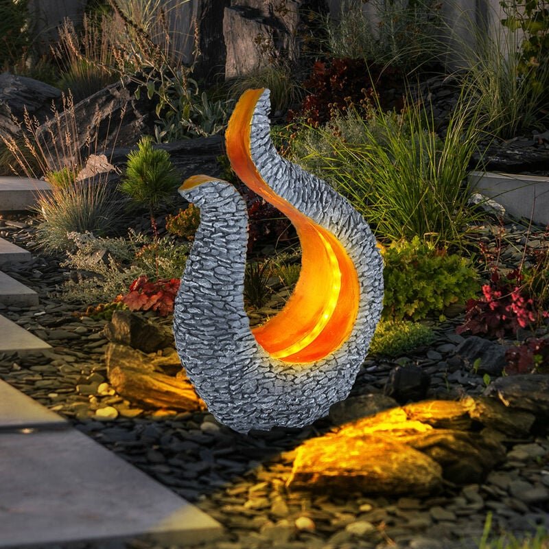 Solarleuchte Gartendeko Solar Skulptur Steinoptik Solarlampe Design gold, grau, led warmweiß, LxBxH 23,5x11x34,5 cm
