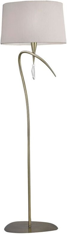 Inspired Mara Stehlampe 4-flammig E27, Lampenschirm aus antikem Messing in Elfenbeinweiß