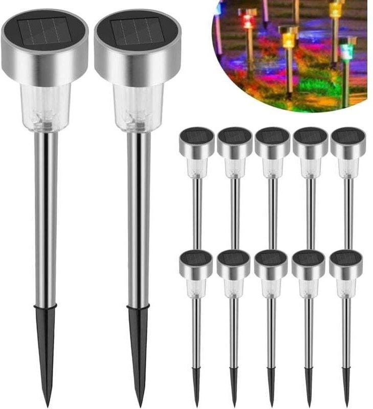 Solar-Gartenleuchten für den Außenbereich, 12er-Set, wasserdichte Gartenleuchten, kabellose Lampe mit bunten LED-Leuchte...