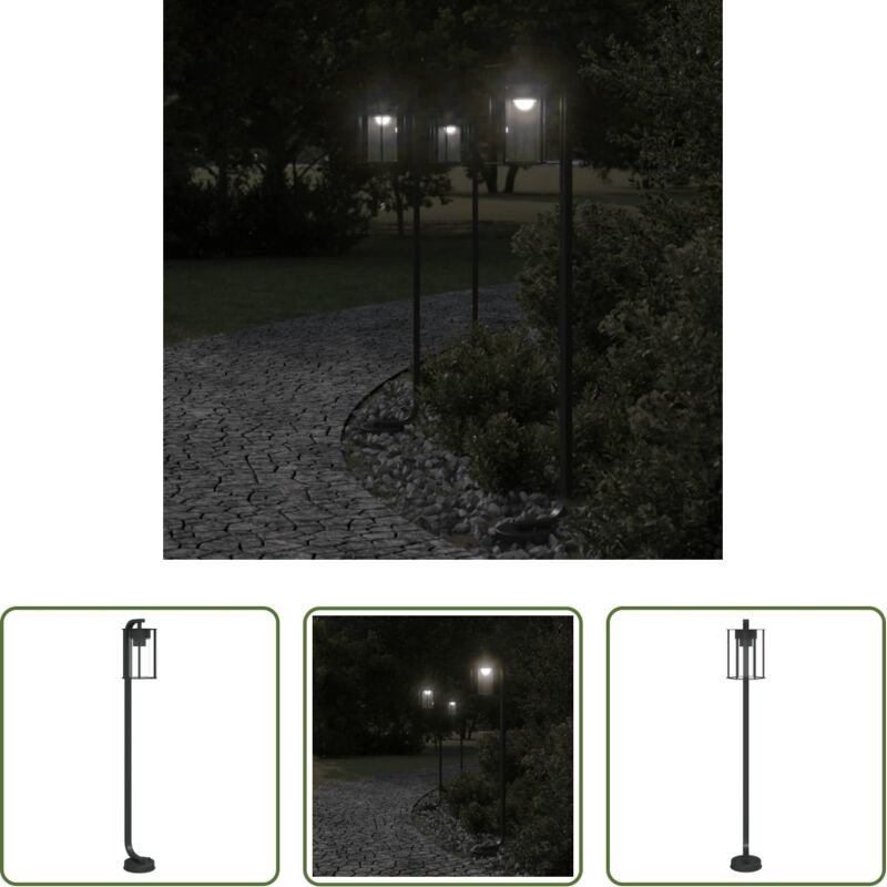 vidaXL Edelstahlleuchte - Wegeleuchte Schwarz 100 cm Edelstahl