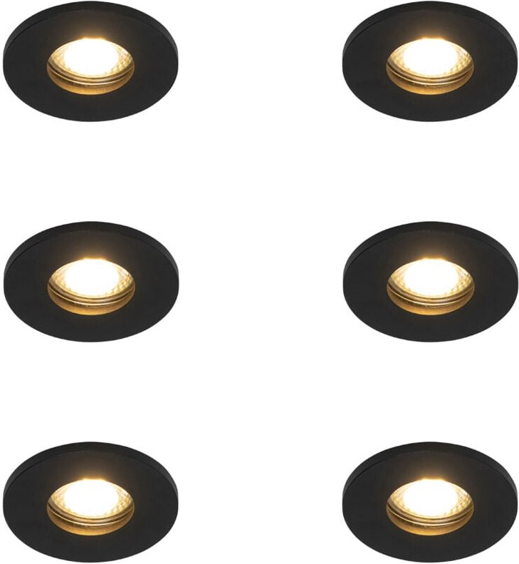 Set mit 6 modernen Badezimmer-Einbaustrahlern schwarz - Shed