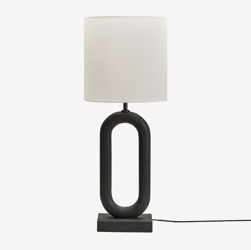 Sklum - Tiberia Tischlampe aus Mangoholz Schlichtes Schwarz