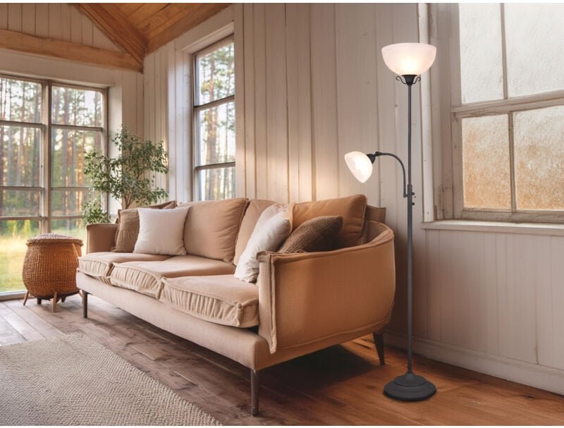 Großer led Deckenfluter im Landhausstil mit Leselampe, Höhe 184cm