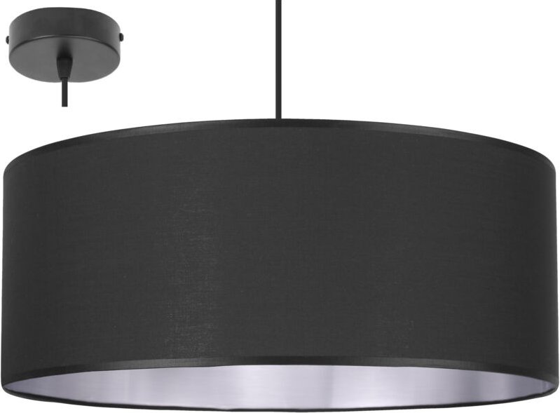 Stilvolle Pendelleuchte mit silbernem Innenschirm