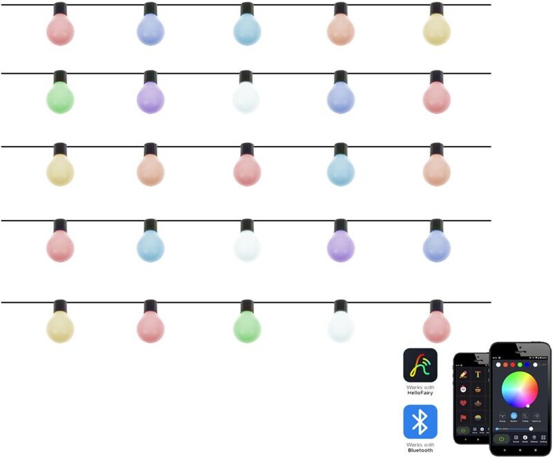 Led Girlande Bunt pvc 900 cm 25 Lichter rgb Farbwechsel mit Fernbediengung App-Steuerung Timer Schalter Outdoor Indoor f...