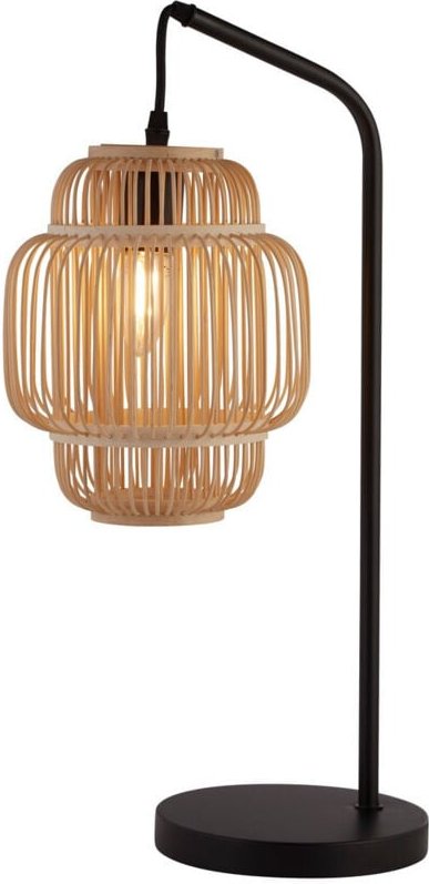 Searchlight Java Tischlampe schwarz mit Schirm aus Bambusgestell