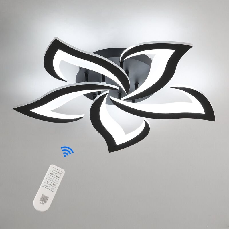 Dimmbare LED-Deckenleuchte, 40W 3500LM Moderne Deckenlampe mit Fernbedienung, Kreatives Blumendesign, Acryl-Deckenleucht...