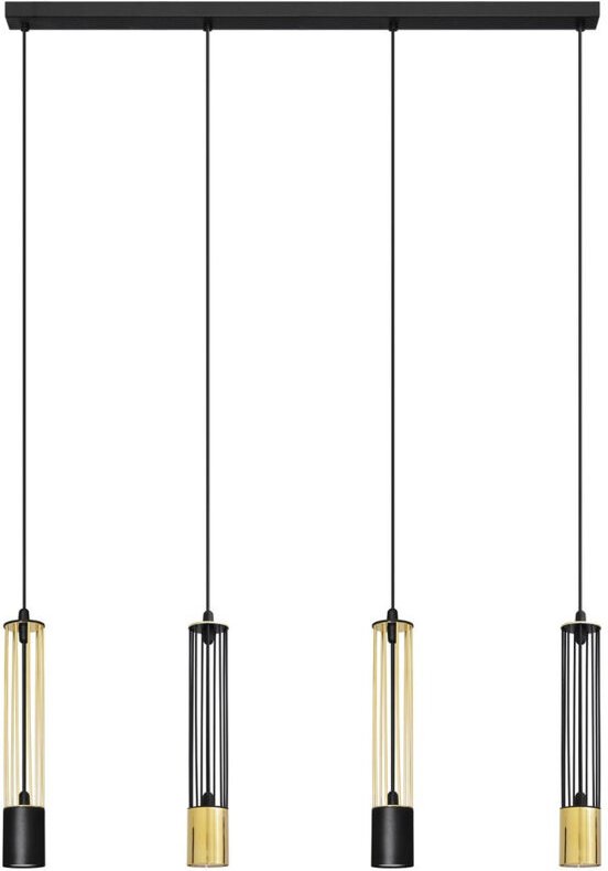 Bars Gerade Stangen-Pendel-Deckenleuchte Schwarz, Gold 100cm - Helam