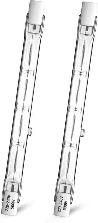 2er-Pack R7s Halogen-Stiftlampe 500 W 118 mm, dimmbare Halogenlampe Warmweiß 2800 K, T3 J118 doppelseitige lineare Flutl...
