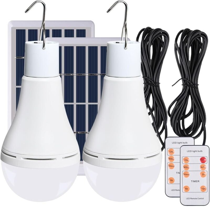 2er-Pack Solar-Hängelampen für drinnen und draußen mit Solarpanel, Dämmerungssensor, solar-/USB-aufladbar, tragbar, für ...