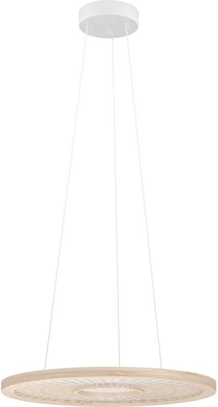Eglo - led Hängelampe Dehesa, dimmbare Pendelleuchte über Esstisch, Esszimmerlampe aus Bambus in Natur und Metall in Wei...