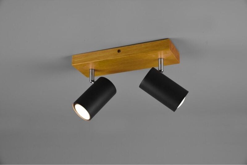 Iperbriko - Marley Spotlight 2 Spot GU10 Schwarz und Holz L26 cm Trio Beleuchtung