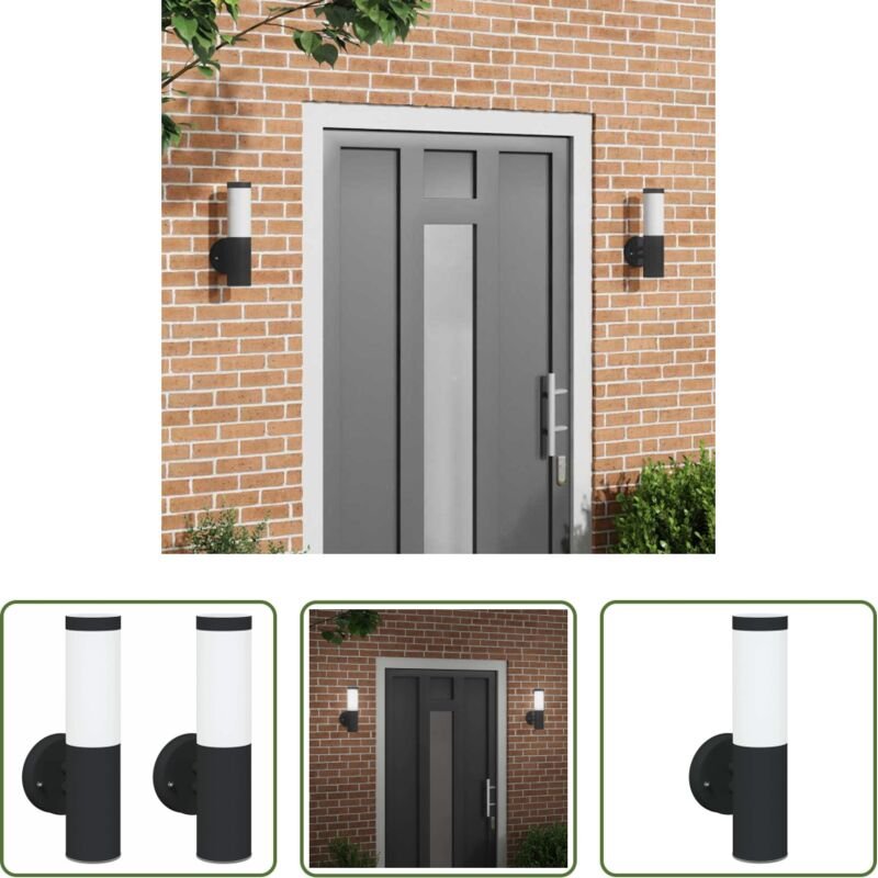 Außenbeleuchtung - Außenwandleuchte 2 pcs Schwarz 15 x 7,5 x 33 cm