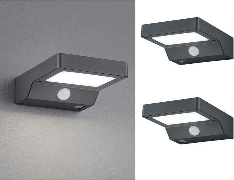 LED Solar Wandleuchte Außenleuchte 2er Set mit Bewegungsmelder Anthrazit