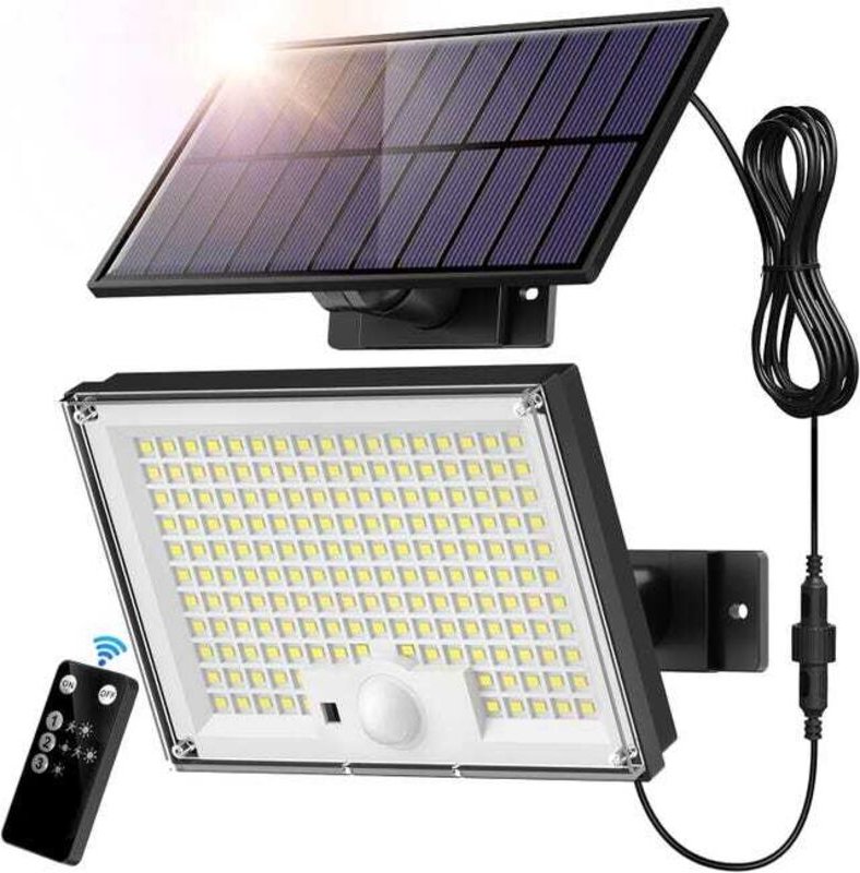 Solar LED Flutlicht 172 LED, Außenbeleuchtung, Bewegungsmelder, 3 Modi, IP65, Fernbedienung