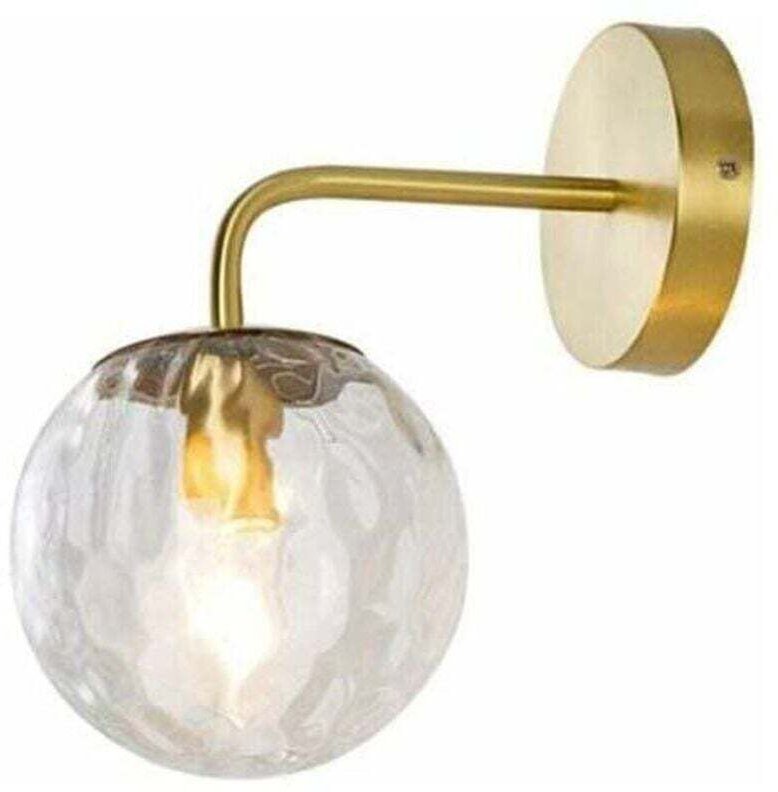 Wandleuchte für Wohnzimmer und Eingangsbereich – Moderne Wandleuchte aus Glas mit Kugelschirm aus Metall und Messing, ei...