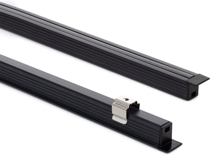 Thumbnail - Aluminiumprofil Einbau 2m für LED Streifen bis 6mm Schwarz 2 m Transparente
