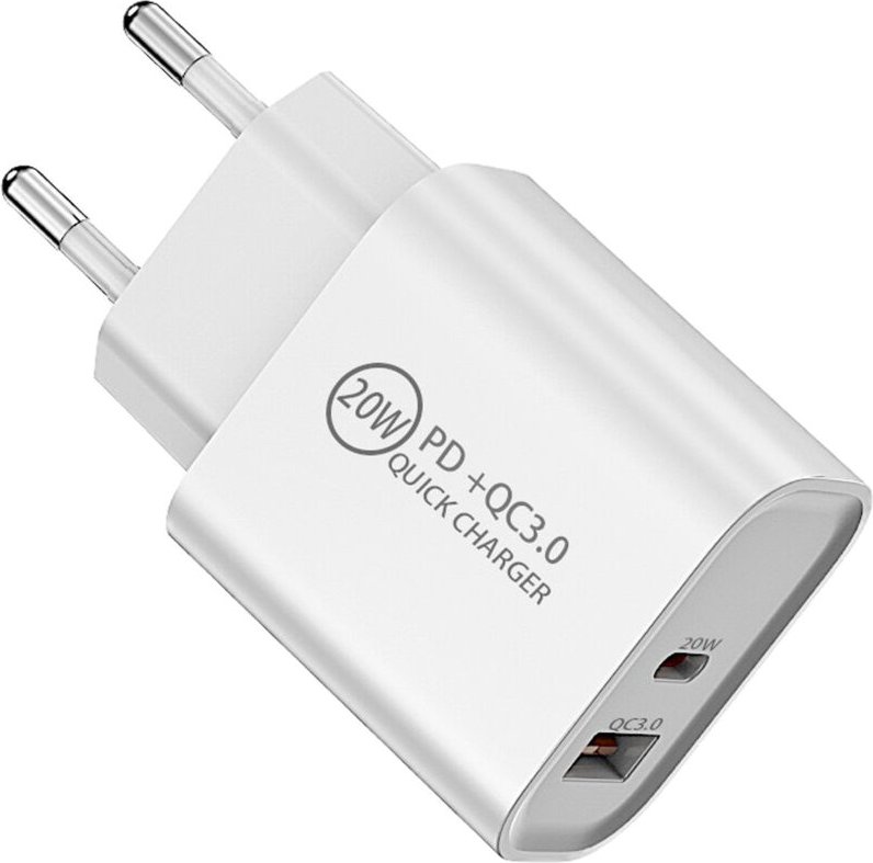SOTECH USB Ladegerät USB A+C Ports (5VDC-3A, 9VDC-2A, 12VDC-1.5A) weiß 20 W mit Schnellladefunktion Quick Charge (QC) 3....