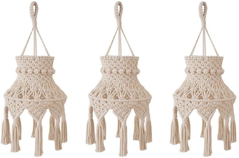 Thumbnail - 3X Makramee Lampenschirm Boho HäNgende Pendel Leuchte Abdeckung, Kronleuchter Schirm für Schlafzimmer Wohnzimmer Kinderz...