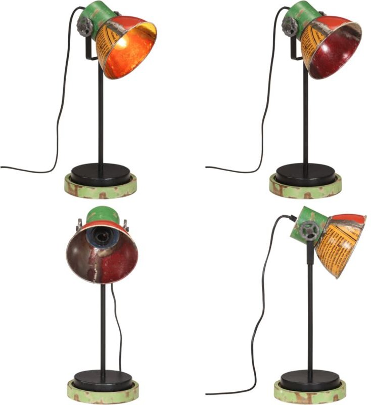 Schreibtischlampe 25 W Mehrfarbig 17x17x50 cm E27 - Industriestil - Holzlampe