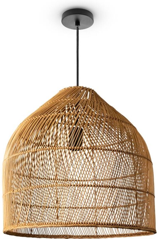 Pendelleuchte Wohnzimmer Boho Korbleuchten Pendellampe Rattan Hängeleuchte Natur (Ø44 cm), Pendelleuchte - Typ 1 - Paco ...