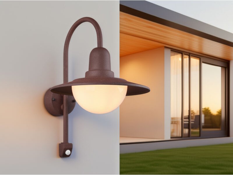 Meinewunschleuchte - led Außenwandleuchte mit Bewegungsmelder, Rostoptik, Höhe 45cm