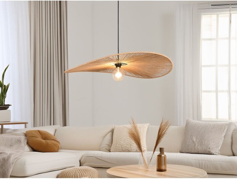 Meinewunschleuchte - Große led Pendelleuchte geflochten aus Papiergarn, Lampenschirm ø 78cm